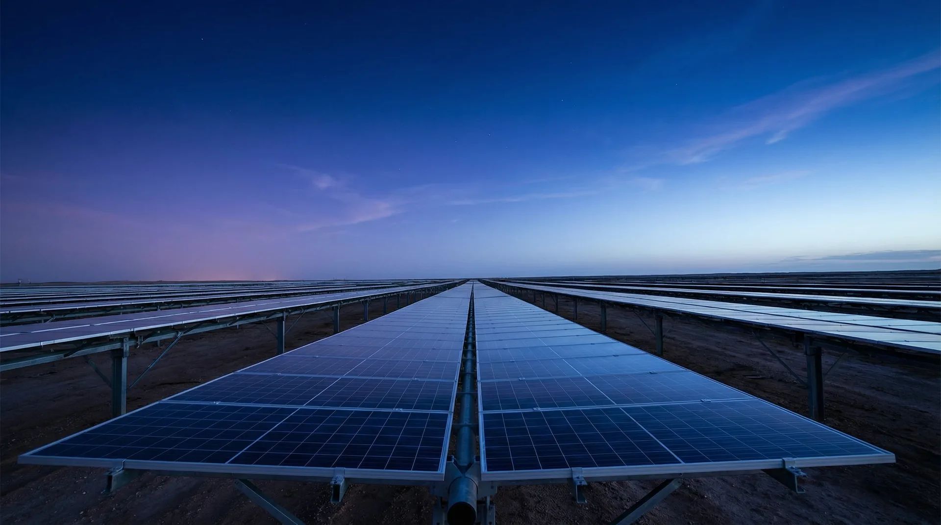 Panneaux photovoltaïques haute technologie avec reflets bleus
