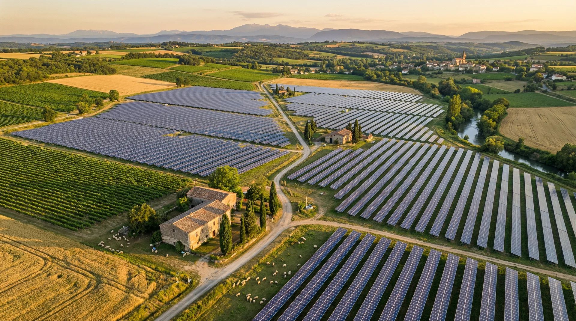 Ferme solaire agricole vue aérienne - Actualité SOLANEA